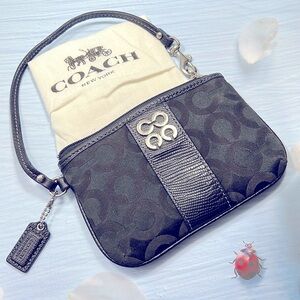 🌺 COACH JULIA BLACK SILVER SIGNATURE WRISTLET SMALL BAG VINTAGE